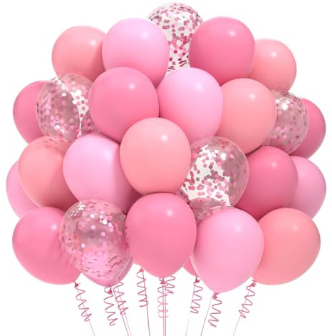 Luftballons Rosa,100 Stück 12 Zoll Luftballons Macaronrosa Helium Ballons,Rosa Konfetti Ballons für Pink Thema Mädchen Hochzeit Geburtstag Party Baby Shower Deko