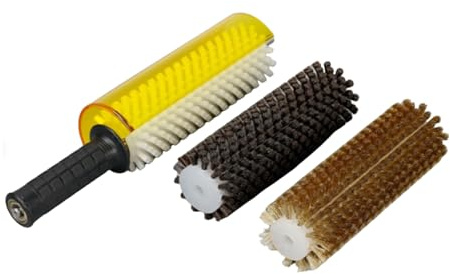 Ski-Bürsten-Set, 300 mm, Bürstengriff, Achse, Snowboard-Wachsbürsten-Set mit 3 Bürsten, Nylon, Messing, Rosshaar zum Wachsen, Griff Ski Rotationsbürsten-Set für elektrische Bohrmaschine