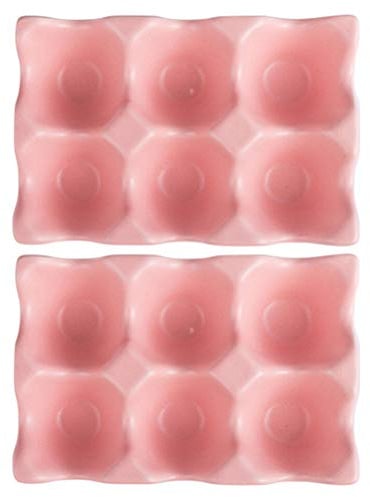 PACKOVE Plateaux à Œufs Antichoc en Céramique Rose Lot de 2 Support Réfrigérateur Moderne et Élégant, Capacité 6 Œufs pour Conserver la Fraîcheur Cuisine