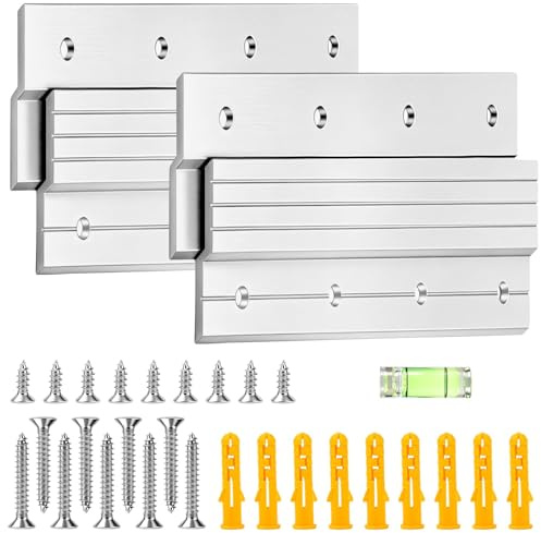 ddckj 2 Paire Fixation Miroir Lourd Z Support de Montage Crochet 15cm Fixation Cadre Lourd de Charge 27 kg en Alliage d'Aluminium avec Vis pour Cadre Photo, Miroirs,Tête de Lit, Panneau, Rack