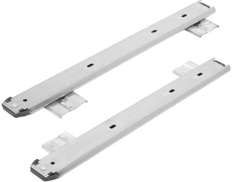 HOMSFOU Rails Coulissants pour Plateau de Clavier en Acier Laminé à Froid Argenté, Glissières de Tiroir Lisses et Résistantes à L'usure, Pack de 2 pour Bureau à Domicile ou Espace