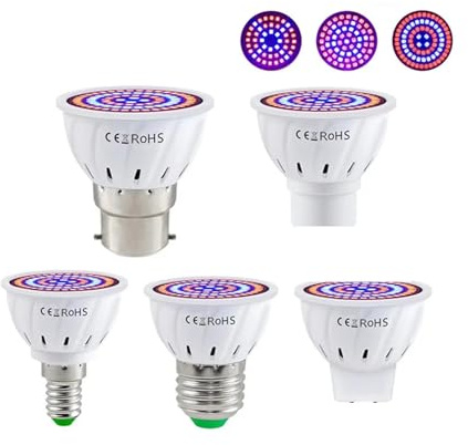 Pflanzenlampe, LED Wachsen Volllampe E27 E14 GU10 MR16 Gewächshaus Hydrokulturlampe Licht for Zimmerpflanzen Phyto Blumenlampe(GU10_48LEDS-2PCS)
