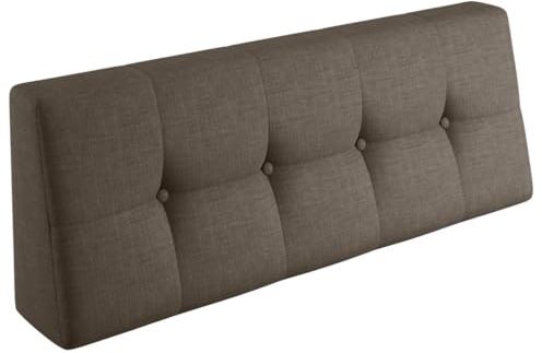 sunnypillow Palettenkissen für Gartenmöbel - Rückenkissen 120x40x20/10cm - Rückenpolster für Bett und Sofa - Palettenpolster für Palettenmöbel - Gesteppte Kissen mit Knöpfen - Rückenlehne Braun