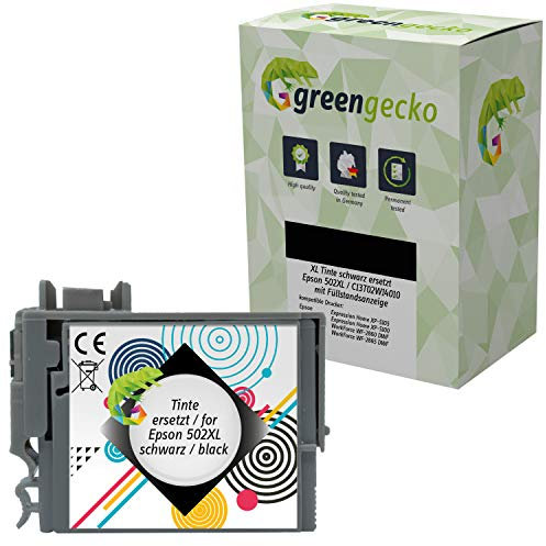 XL Tintenpatrone schwarz ersetzt Epson C13T02W14010 I 502XL geeignet für Epson Expression Home XP-5100, XP-5105, XP-5115, Workforce WF-2860DWF, WF-2865DWF I Druckerpatrone schwarz I Black