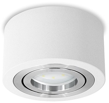 SSC-LUXon® LED Deckenspot Aufbau flach & dimmbar - mit LED Modul 4W neutralweiß 230V - Aufputz Spot weiß schwenkbar Ø 90 mm