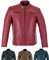 Texpeed Lederjacke herren schaffell echtleder - Lässige motorrad bikerstil jacke mantel Rot - L
