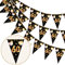 HOWAF 60. Geburtstag Banner Girlande 60 Wimpel Girlande Bunting zum Aufhängen Wimpelkette für Frau Mann 60. Geburtstag Party Dekoration Geburtstags Deko Schwarz Gold
