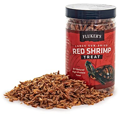 Fluker's All Natural Large Sun-Dried Red Shrimp, High Protein Treats, Aquatic Turtle Food, Great for Aquatic Frogs, Tegus, Monitors, and Tropical Fish, 2.5 oz