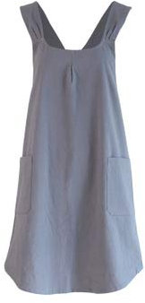 Hilai Japanische Leinen Kreuz Zurück Küche Schürzen für Frauen mit niedlichem Tasche für Backen Malerei Garten Reinigung Grau Schürze