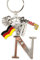 ELLUG Schlüsselanhänger H.: 11cm Buchstaben/Letter/Initalien/Alphabet/ABC mit Glitzersteinen & Charms Bierkrug/Adler/Deutschland-Fahne/Germany (N)