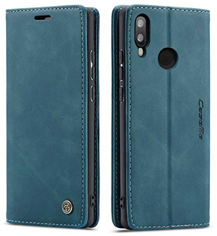 mvced Handyhülle Kompatibel mit Huawei P20 Lite,Premium Leder Flip Case Schutzhülle mit Standfunktion,Blau