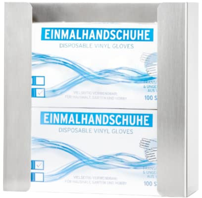 INOGS Wandhalterung für Handschuhe (für 2 Boxen) - Edelstahl Handschuhhalter - Handschuh Halterung für Einweghandschuhe - Handschuhspender für Einmalhandschuhe mit Montagezubehör