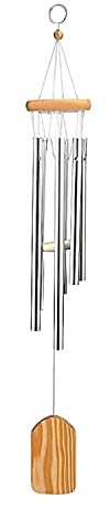 Windspiele für Draußen, 6 Aluminiumle Legierung Röhren Windspiele mit Holz, Deko Klangspiel, Windspiel Metall Geschenk, für Gartenterrasse Hinterhof Home Decor