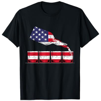 Verres à whisky drapeau américain 4 juillet homme femme USA T-Shirt
