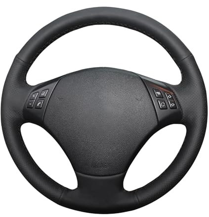 MEWANT Lenkradbezug aus Mikrofaser-Leder für BMW 3er-Serie E90 (Sedan) 2005–2011/3er-Serie E91 (Touring) 2005–2011 / X1 E84 2009–2015, Schwarz