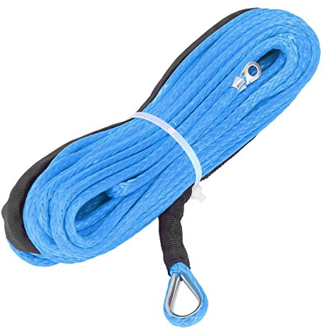 Fydun Corde de Câble de Ligne de Treuil Fibre Synthétique Résistance à la Rupture de 5500 LB 4.8mmx15m pour SUV UTV ATV Treuils Camion Bateau(Bleu)