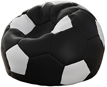 Mirjan24 Sitzsack Akimbo, Indoor Sitzkissen, Sessel, Gamer Kissen, Lounge Kissen, Sitzsack für Erwachsene und Kinder, Kunstleder, Sitzkissen für Kinderzimmer, Kindergarten (Schwarz + Weiß)