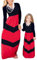 Yming Mutter und Tochter Winterkleid Spleißen Kleid Langarm Gestreiftes Kleid A-Linie Strandkleid Rot Schwarz 2-3 Jahre