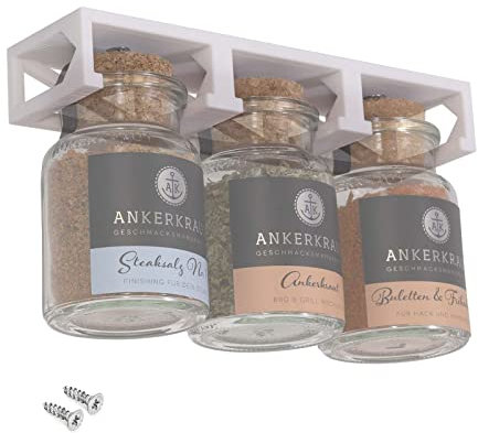 Mobilefox Gewürzregal Unterschrank Schrankhalter passend für 3 Ankerkraut Korkengläser Gewürzgläser Weiß