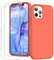 GOODVISH 3 in 1 Designed for iPhone 12 Case, iPhone 12 Pro Case with 2 Screen Protector, Liquid Silicone Soft Phone Case Microfiber Lining Shockproof Full Protection Cover 6.1inch, Reddish Orange