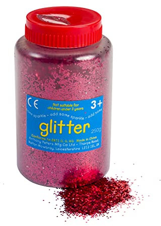 Glitter | 250gram tub with Easy Pouring, resealable lid | Glitter Art | Red