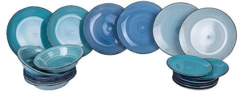 VDE Villa d'Este Home Tivoli 1996 Baita Acqua Ocean 5907301 Tafelservice aus Steingut, 18-teilig