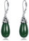 POPLYKE Jade Ohrringe Sterling Silber Jade Filigrane Tropfen Ohrringe Leverback Schmuck Geschenke für Frauen