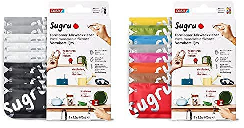Sugru by tesa - Formbarer Allzweckkleber, 8er-Pack, 8 x 3,5 g, Schwarz, Weiß&Grau & Sugru by tesa - Formbarer Allzweckkleber, 8er-Pack, 8 x 3,5 g, Multicolor für kreative DIY-Anwendungen