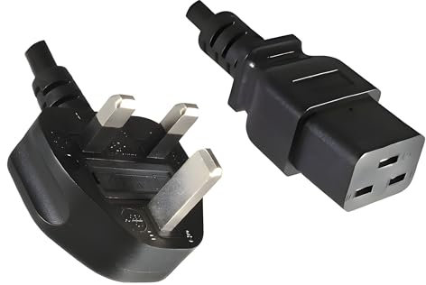 DINIC Netzkabel England UK Typ G 13A auf C19, 1,5mm², Zul.: ASTA/SASO/HK, schwarz, Länge 1,80m