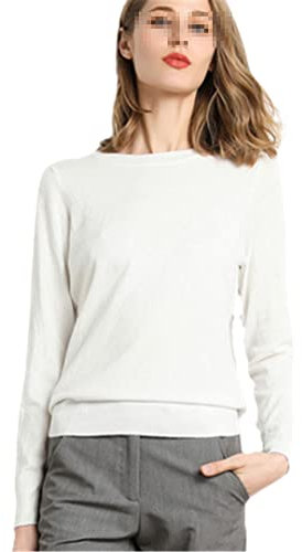 Pullover Maglione in cashmere Donna Maglia Basic O-Collo Maglione, bianco, L