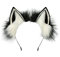 MIVAIUN Handgefertigtes Katzenohr Haarband Simuliertes katzenohren Stirnband Tierohren Haarband Fuchskostüm Kopfbedeckungszubehör für Halloween Thanksgiving Party Cosplay(Schwarz und Weiß)