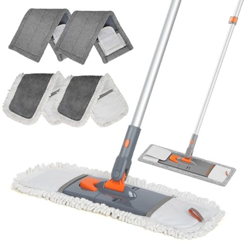 eazer Fregona de Microfibra para Suelos de Madera Dura para Limpieza de Suelos, mopa húmeda giratoria de 360 Grados para Limpieza con Mango Ajustable, fregona multifunción para Madera Dura, mármol,