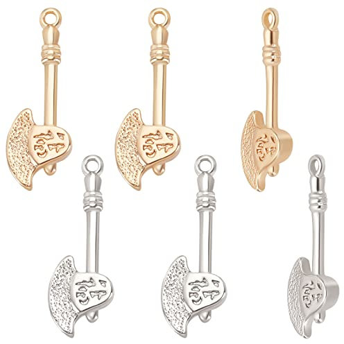 Beebeecraft 20Pcs 2 Colors Axe Charms 18K Gold & Platinum Plated Hatchet Vintage Tool Pendant Charms with Loop for DIY Necklace Earrings Halloween Themed Party Jewellery Making