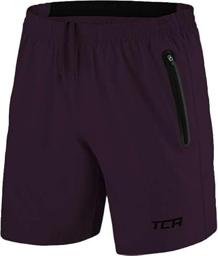 TCA Herren Elite Tech Leichte Laufhose Gymshorts Trainingsshorts und Laufshorts mit Reißverschlusstaschen - Sporthose Herren Kurz - Lila, L