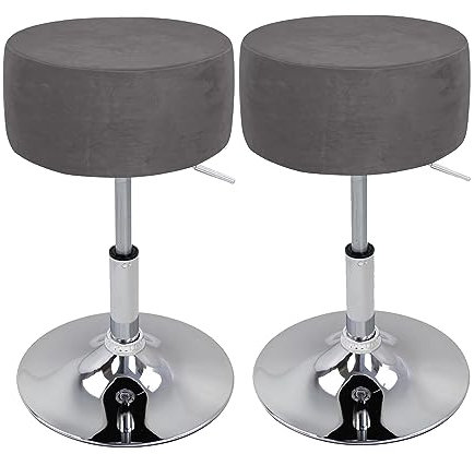 XGANGM Hockerbezug Rund Durchmesser 33.5/34cm H14/17 cm Sitzhocker Bezug Stretch Velvet Hocker Rund Bezug Runder Stuhlbezug Protector Waschbarer Runder Drehbarer Hocker Schonbezug,#1,2pcs