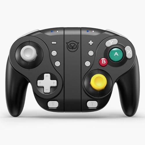 NYXI Wizard Gamecube Switch Controller para Switch/2/OLED, mando inalámbrico de Gamecube con joystick de efecto Hall, programable, gatillo mecánico, giroscopio de 6 ejes, turbo y vibración (negro)