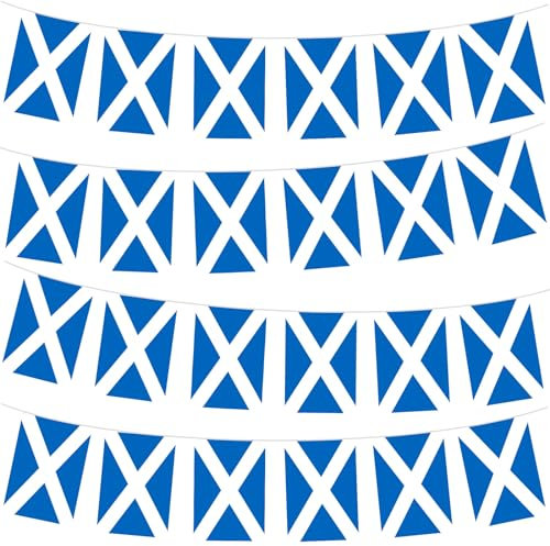 10m Guirlande de Drapeau Écosse avec 30 Double Face Drapeaux Mat Polyester, Personnalisable,pour Oktoberfest Compétitions Européennes de Football,Décoratifs d'extérieur Écosse