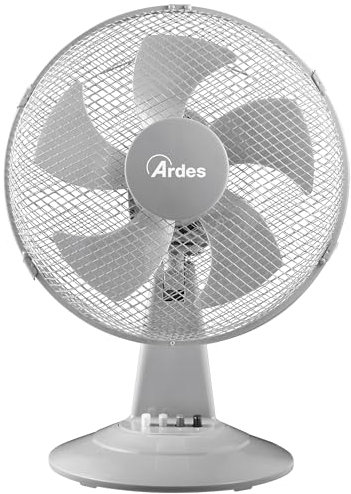 Ardes - AR5ST30G Tischventilator STEELO 30G 5 Flügel - 30 cm Oszillierende Schaufel mit verstellbarer Neigung - Ventilator 3 Geschwindigkeiten leise grau