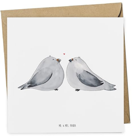 Mr. & Mrs. Panda Grußkarte Tauben Liebe - Geschenk, Klappkarte, Turteltaube, Hochzeitskarte, Glückwunschkarte, Paar, faltkarte, Hochzeit, Freund, Freundin, doppelkarte
