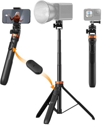 K&F Concept Treppiede per Smartphone MS27 175cm, Bastone Selfie con Telecomando, 2 in 1 Treppiede per Camera Sportiva/Fotocamera/Cellulare con Vite da 1/4, per DJI Osmo Pocket 3, insta360 X5 X4