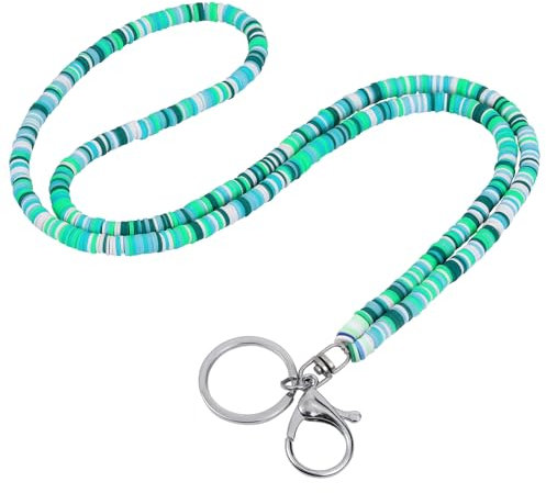 LEGENTLISUR Perlen Lanyard mit ID Kartenhalter Lanyards für Frauen Lanyard mit ID Kartenhalter Lanyard mit ID Kartenhalter Set Niedlich Abzeichen für Lehrer Damen Geschenk (Seegrün)