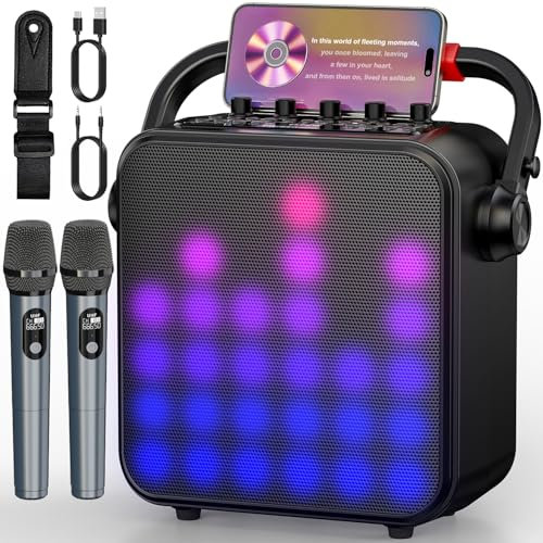 Karaoke con Microfono - Karaoke Professionale Completo per Adulti, Cassa Bluetooth Portatile e Potente con Supporto Bluetooth/TF/USB/AUX/TWS - Regalo Perfetto per Bambini, Famiglia e Amici