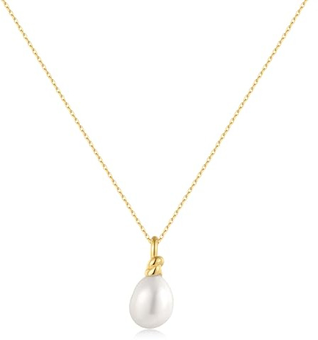 ANIA HAIE Damen Halskette CHIC CREATOR Freshwater Pearl Pendant Necklace aus 925 Sterling Silber, verziert mit einer Perle, Länge: 45 cm + 7,5 cm Verlängerung, inkl. Geschenkverpackung