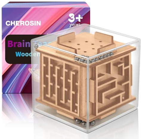 Fidget Puzzle Cube for Kids and Adults - 6-Sided Wooden Puzzle Game Fidget Toy for Anxiety Relief - Handheld Maze Cube for Travel - 3D Brain Teaser Magic Cube Fidget for Christmas Stocking Stuffers
