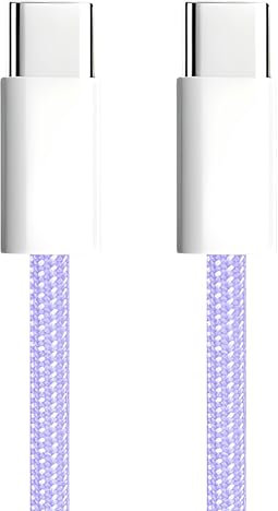 apm Cable USB C vers USB C PD, Charge Rapide 60W, Nylon Tressé Violet, Cordon USB Type C, Cable pour iPhone 16 Pro Max 15 Galaxy S24 Ultra S23 A55 A35 iPad Pro Air MacBook Steam Deck (1M), 600414