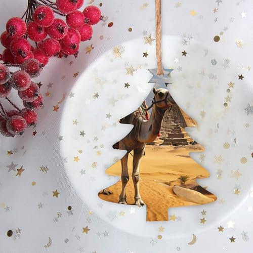 1 Weihnachtsschmuck Pyramide Kamel Weihnachtsbaum Ornamente Set Weihnachtsbaum Form Holz Hängende Ornamente für Indoor Outdoor Urlaub Xmas Party Supplies
