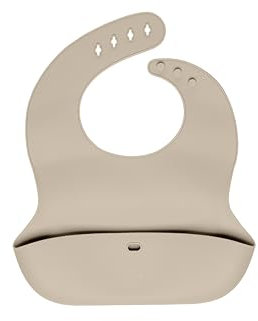 MiniMates Silikon Lätzchen mit Auffangschale und Verschluss | BPA - frei und wasserdicht | aus weichem Silikon mit verstellbarem Verschluss (Beige)