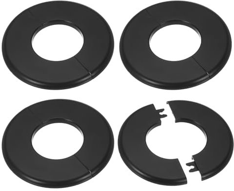 PATIKIL Cache Mitigeur Douche, 4pcs Écussons en ABS Garniture Robinet Douche Muraux pour 51mm, Décoration Rosace Robinet Coffrage Caches Tuyaux d'Eau Chauffage Plomberie Mural, Noir