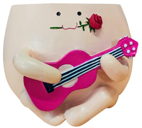 AMZLORD Smile Face Planter Pot Resin Unique Mignon Flear Planter Unique Sit Long Chaise Pots Succulents pour Une chaîne de Perles Plante