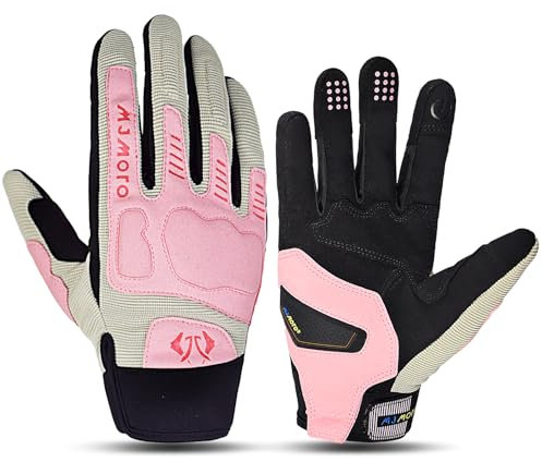 mjmoto Guanti da moto estivi da donna, traspiranti, rosa, per touchscreen, antiscivolo, per corsa, BMX, ATV, MTB, ciclismo, corsa su strada (rosa, S)
